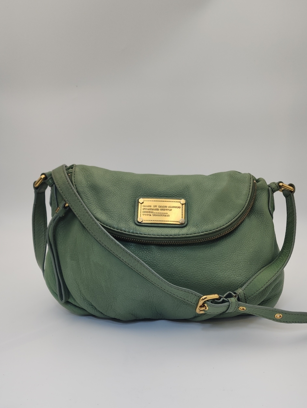 Marc by Marc Jacobs Classic Q Natasha Sage Green Pebbled Leather Crossbody Bag